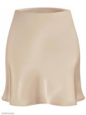 Satin Mini Skirt High Waist A-Line Flared Hemline